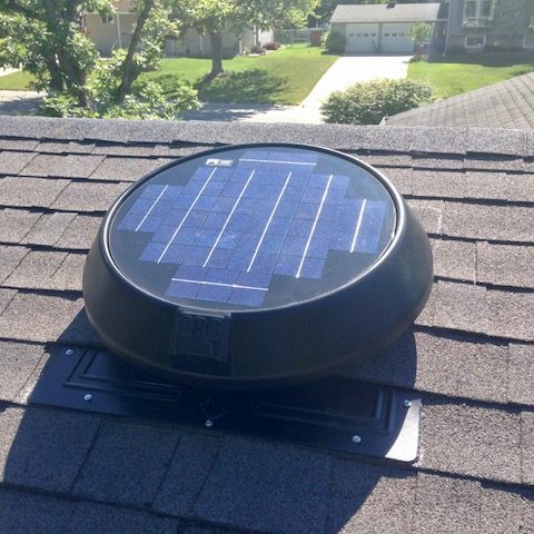 Completed solar attic fan installation