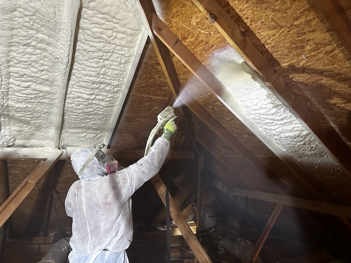 Crawlspace with spray foam insulation